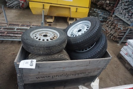 4 pcs. steel rims with tires + various extra tires