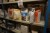 Contents of 1 shelf of various cement, tile adhesive, multifuge, metal paint, etc.