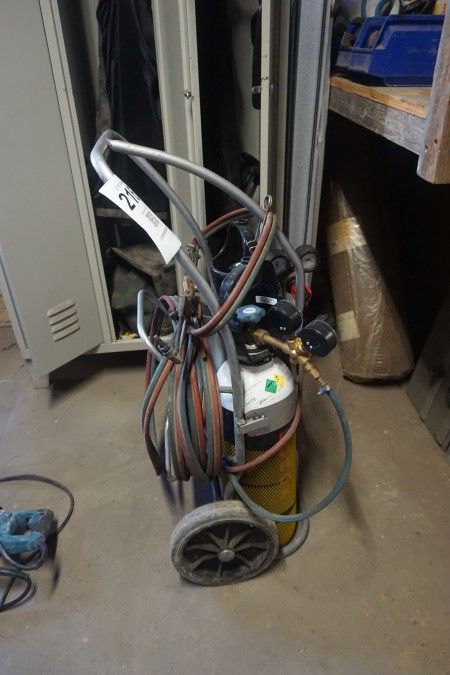 oxygen/gas burner cart incl. hoses & cutting torch