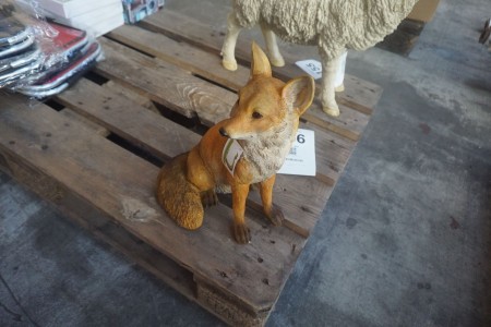 Fox in polyester comb standing outside and inside