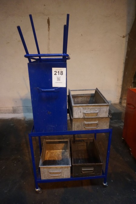 Workshop trolley with contents of various boxes