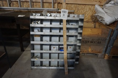 2 pcs. assortment shelves with various bolts & nuts
