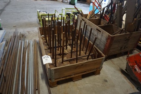 Pallet with various paving equipment