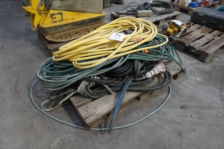 Pallet with various power cables, water hoses, etc.