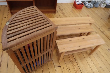 3 pieces. benches and 1 pc. clothes basket