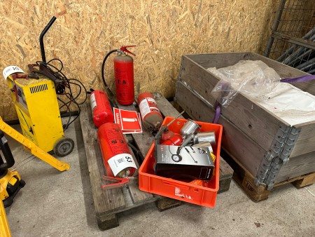 Various fire extinguishers, etc.