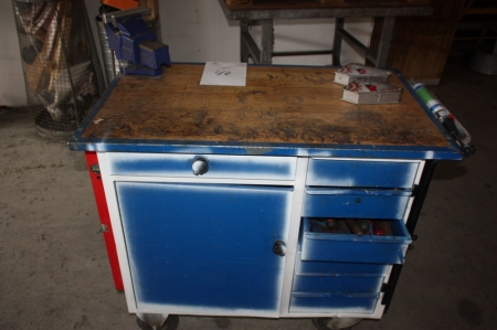 Tool trolley with content + vice + 2 electromagnet protractors, 45 and 90 degrees, Peddinghaus