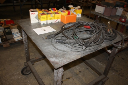 Various consumables etc. on trolley, steel