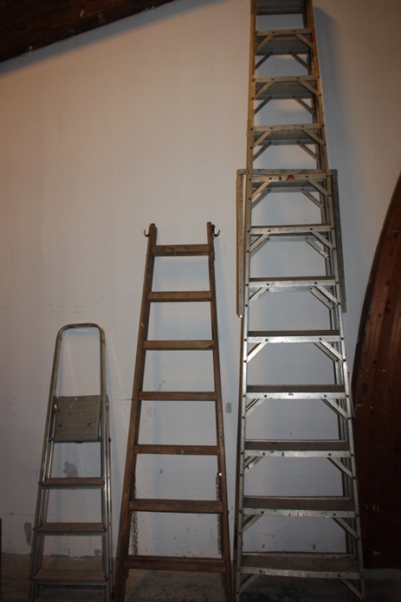 Aluminium stepladder, ALGO + wooden stepladder + Aluminium step ladder