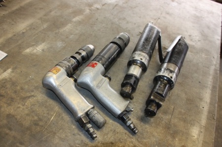 Trolley, steel + 2 x air drills + 2 air sheet metal clamps
