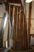 Trolley, steel, miscellaneous clamps + various long clamps on wall