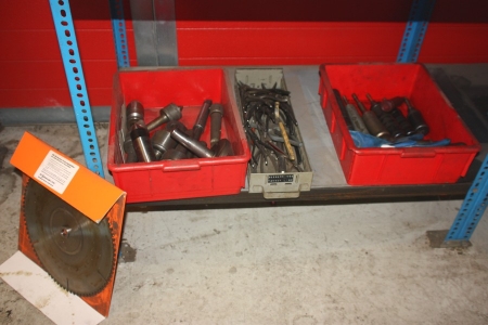 Content on a shelf in the rack: centers, taper ISO 50 + Pliers + grease guns + blade, carbide, Ø350 mm, d = 30 mm, z = 84