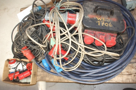 Pallet with heavy power cables, connectors for power cables, etc.