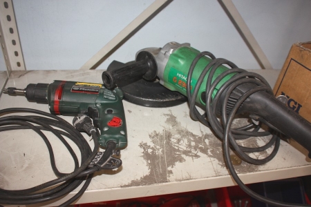 Power angle grinder, Hitachi, G23SF, Ø230mm + Power drill, Metabo