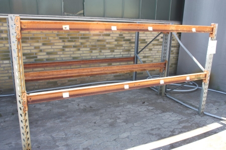 1 span pallet racking, 4 gables, height approx. 1500 mm + 8 beams, approx. 2750 mm