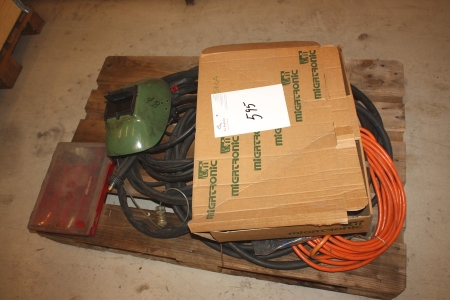 Pallet with welding cables with handles (used / unused), etc.