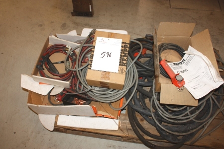Pallet with welding cable and spare parts for the welder