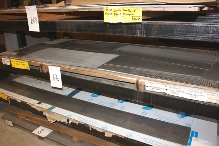 Metal sheet panels on 1 shelf in the rack