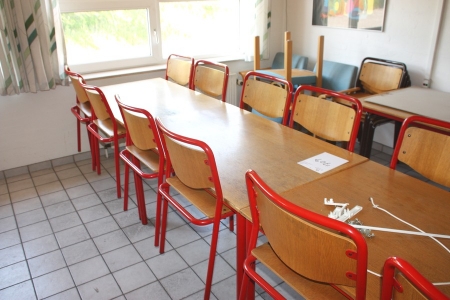 7 x 4-man canteen tables + 36 stacking chairs