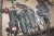 Trolley containing: air grinder, air die grinder, air chisel + welding electrodes + tools + 4 x power tools + 2 air drills +  air circular grinders
