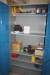 2 span steel rack with content: miscellaneous consumer goods + Steel tool cabinet protective equipment, etc.