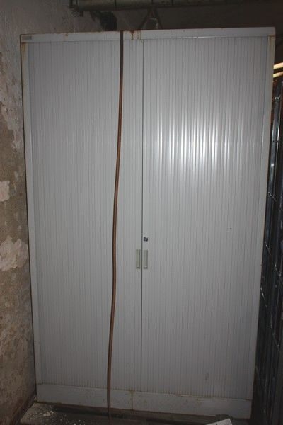 Steel cabinet with drop front, W 119 H 298 D 45 cm