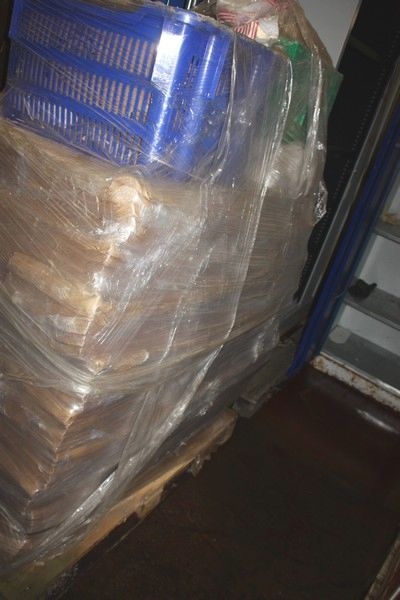 Pallet with various plastic bags, etc.