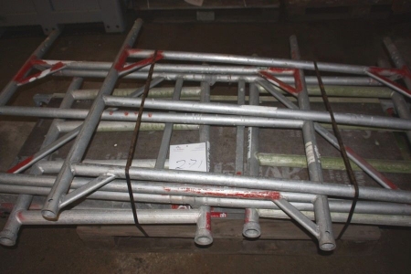 Parts of scaffolding including two dollies