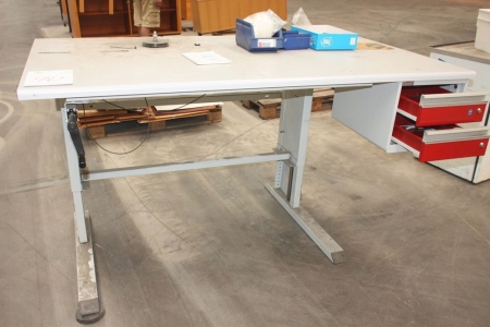 Work table, height adjustable (Date unknown) + drawer, Tiro Clas + refrigerator + point extraction, Alsident + receipt rolls, etc.