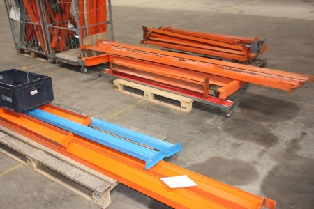 About 35 pallet beam on 3 pallets, mesh pallets and pallet frame (included) + intermediary beams.  All of different lengths