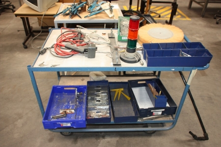 Trolley + table with welding teeth + trolley with various items