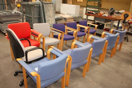 11 conference chairs with fabric upholstery + office chair