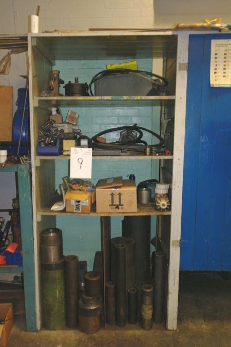 Content on 3 shelves: various hollow bars + + tool steel bearings, etc.
