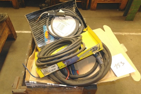 Pallet with welding hoses and torches