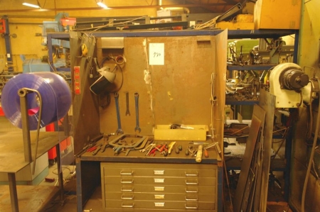 Workshop Table with drawers with content