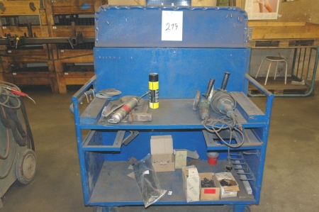 Trolley in steel containing: angle grinder, Bosch + grinder