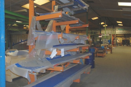 Cantilever racking, OWO, 3 gables, maximum 3000 kg per gable - 6 branches,  with content