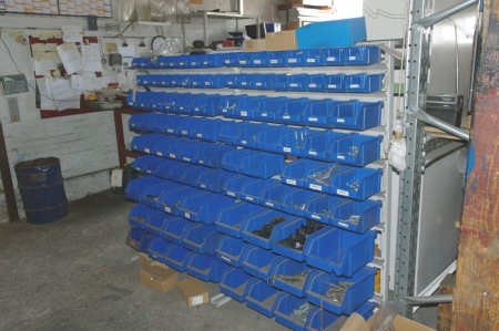 2 span assortment racks, with content