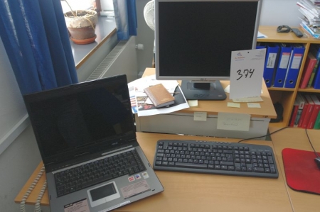 PC + skærm + tastatur + Asus bærbar pc