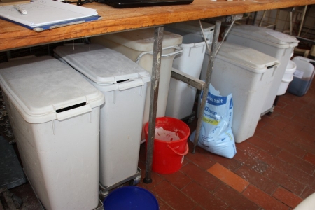 Everything under the table (less lot 27 and 28), including bins for flour, etc.