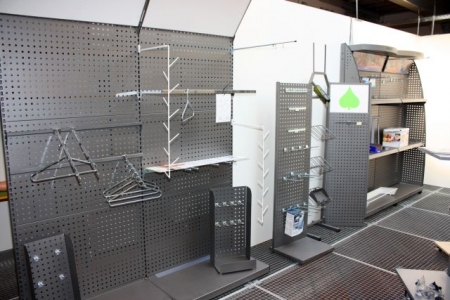 Exhibition panel with various fittings