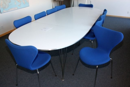 Konferencebord med 10 stole, stof, Fritz Hansen