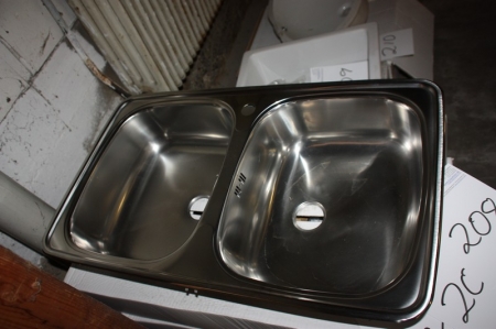 Stainless steel sink, Elica, labeled ML - 40-17 PTP. Outer dimensions approx. 790 x 470 mm. Depth 160 mm. Under.