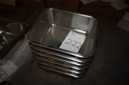 6 x stainless steel sink, approx. 450x390 mm