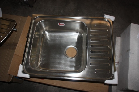 Stainless steel sink, Teka Classic 1B, outside dimensions approx. 650x500 mm. Depth 196 mm. Reversible