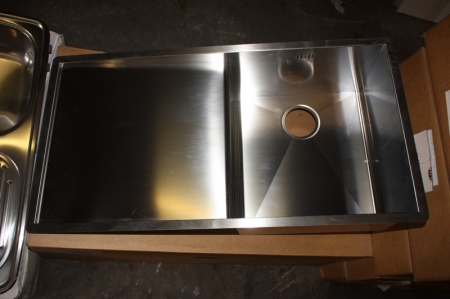 Stålvask med afløbsbakke, Steel Time, model PR1VS-SX. Udvendig mål ca. 890x470 mm