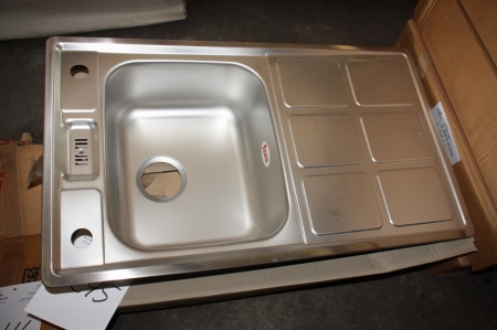Stainless steel sink, Teka Cuadro 45-B Set Mic Texture, COD 88004, exterior dimensions approx. 860x500 mm. Microtextur