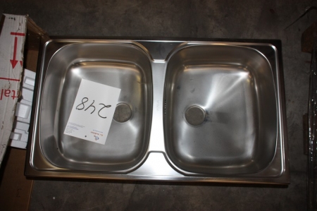 Stainless steel sink, double, Stala Oy, Jazz P-40-40PT, outside dimensions approx. 790x450 mm