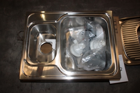 Stainless steel sink, stainless steel, Teka Classic 1 ½ c, outside dimensions approx. 650x500 mm, with drain fittings