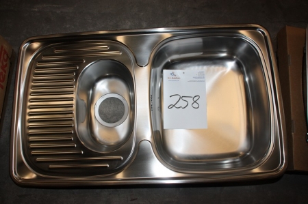 Stålvask, rustfrit stål, udvendig mål ca. 790x470 mm